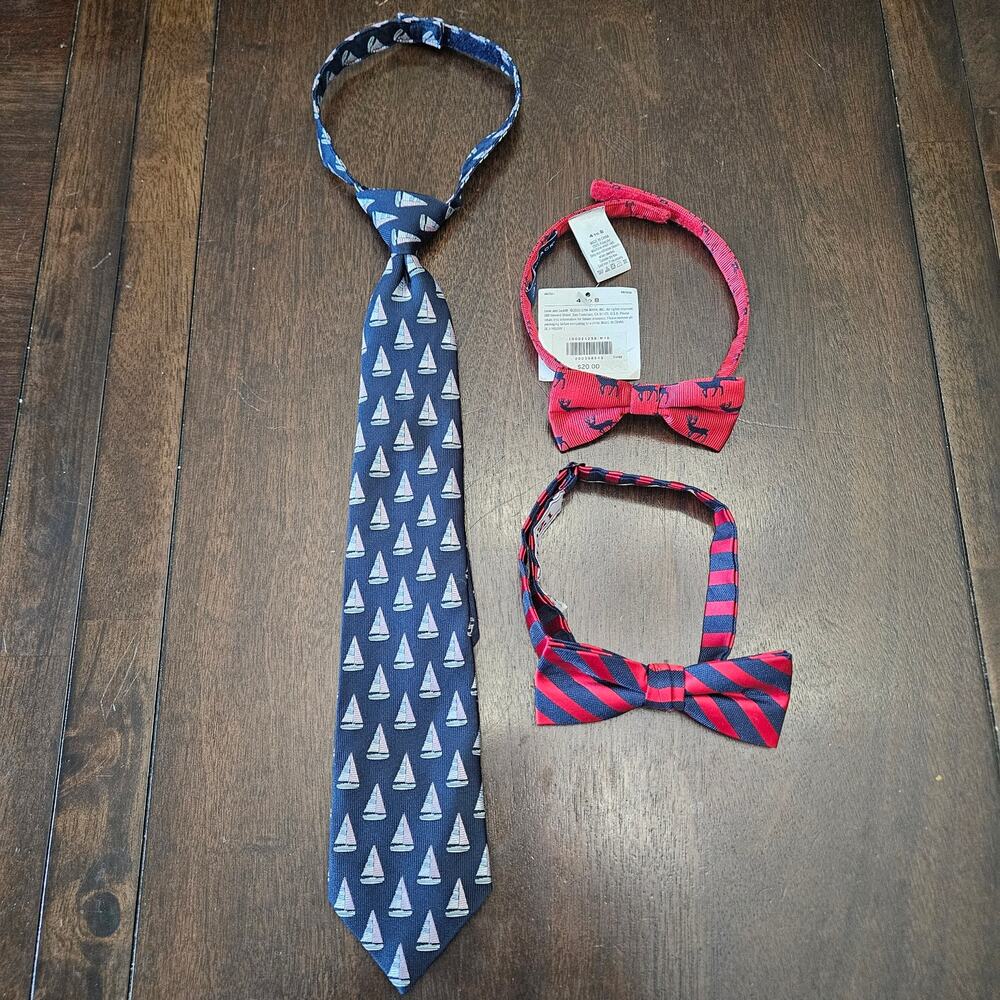 Janie and Jack Boys Dress Ties Lot of 3 Size 4–8 Formal Bow Tie Necktie‎ Preppy